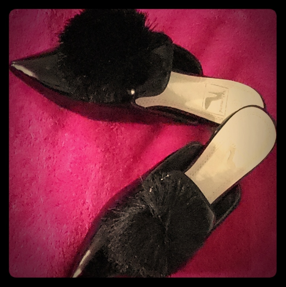 Black Slip-on Open Back Mule with